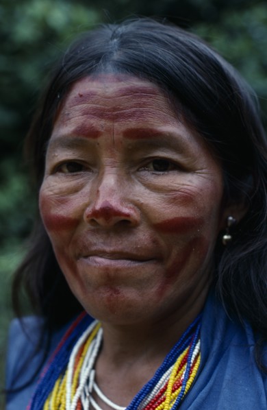 COLOMBIA, North West Amazon, Tukano Indigenous People, Head and shoulders portrait of Makuna widow