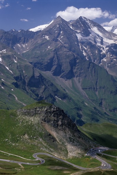 AUSTRIA, Hohe Tauern, Glockner Group  , "View towards Glockner Group and the Grossglockner Road