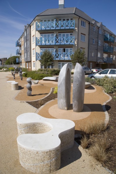 ENGLAND, West Sussex, Shoreham-by-Sea, Ropetackle housing development on the banks of the river