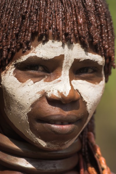 ETHIOPIA, Omo Valley, Mago National Park, "Banna woman, her hair greased with ocher colouring and