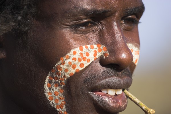 ETHIOPIA, Lower Omo Valley, Turmi, "Jumping of the Bulls initiation ceremony, Hamer man"