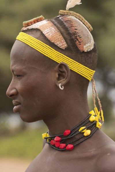 ETHIOPIA, Lower Omo Valley, Village near Omorate, Dassanech people