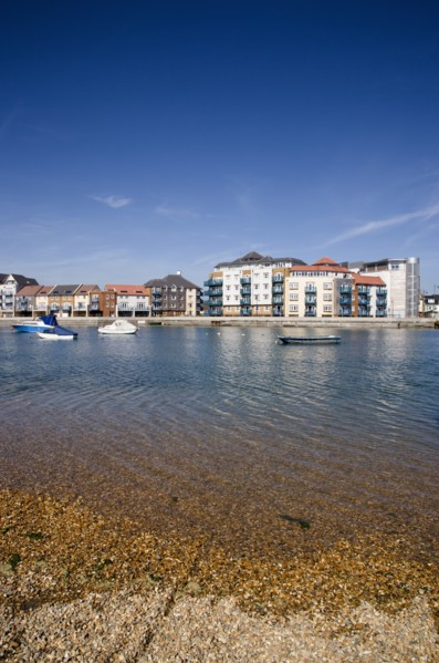 ENGLAND, West Sussex, Shoreham-by-Sea, Ropetackle modern housing development apartments on the