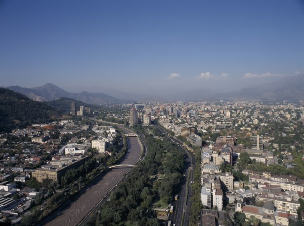 CHILE, Metropolitana de Santiago, Santiago, View across New Town including Providencia area towards