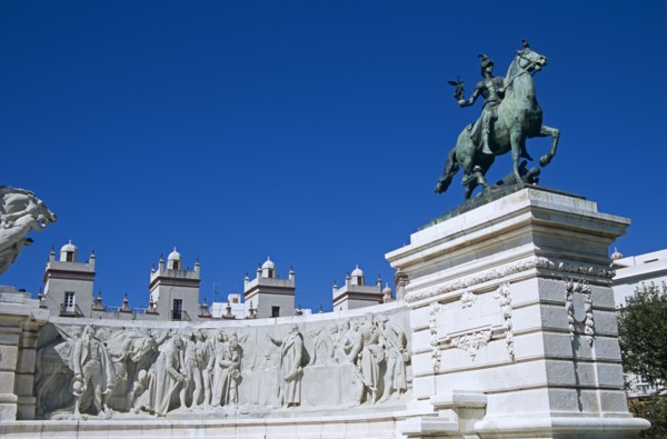 SPAIN, Andalucia, Cadiz, "Plaza de Espana, Cadiz Parliament, Monument dedicated to Cortes of Cadiz