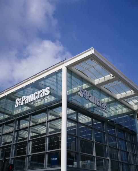 ENGLAND, London, St Pancras , St Pancras International exterior showing new security sealed
