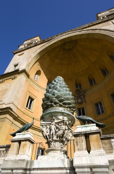 ITALY, Lazio, Rome, Vatican City Museums The Cortille della Pigna a huge bronze pine cone from a