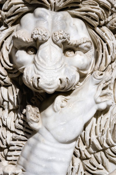 ITALY, Lazio, Rome, Vatican City Museums Detail of a marble sarcophagus in the Octagonal Courtyard