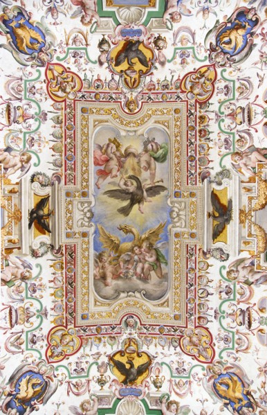 ITALY, Lazio, Rome, Vatican City Museums An ornately painted ceiling