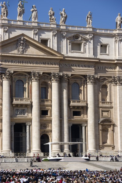 ITALY, Lazio, Rome, Vatican City Pope Benedict XVI under a canopy during an audience in Piazza San
