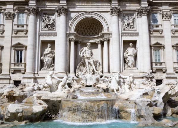 ITALY, Lazio, Rome, The Trevi Fountain in Piazza di Trevi designed by Nicola Salvi with the central