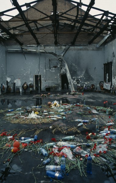 RUSSIA, South, Beslan, "Tributes left in school destroyed during 2004 siege by Chechen rebels