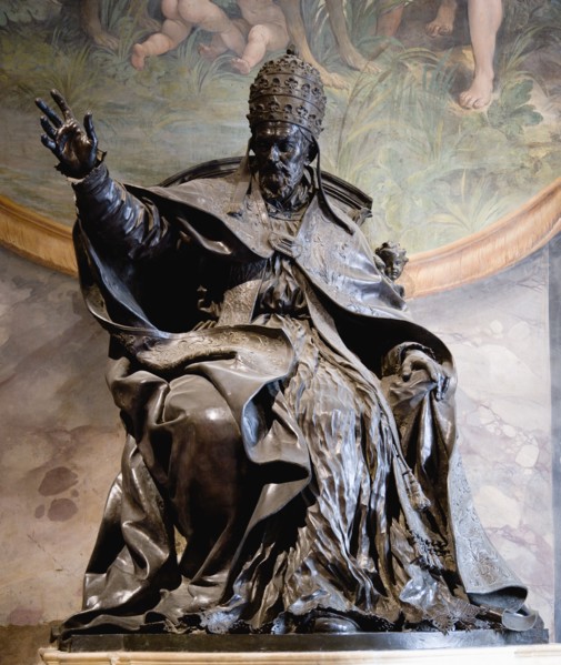 ITALY, Lazio, Rome, "Bronze statue of Pope Innocent X Pamphili, sculpted by Algardi (1645-1650) in