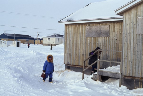 CANADA, Quebec, Hudson Bay, The Great Whale settlement. Cree indigenous community. Women wearing