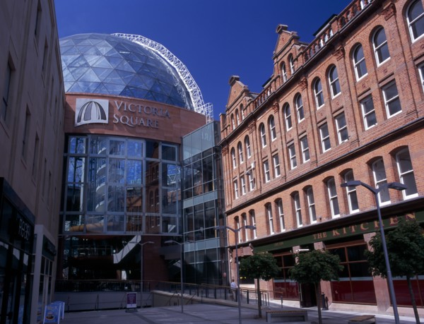 IRELAND, North, Belfast, "Victoria Square shopping centre, glass domed entrance and surrounding