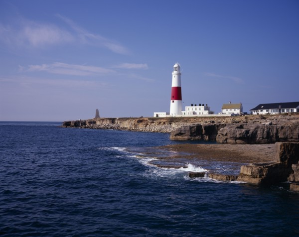 ENGLAND, Dorset, Portland, Portland Bill Lighthouse viewed from the north east.