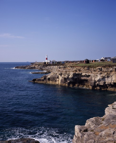 ENGLAND, Dorset, Portland, Portland Bill Lighthouse viewed from the north east.