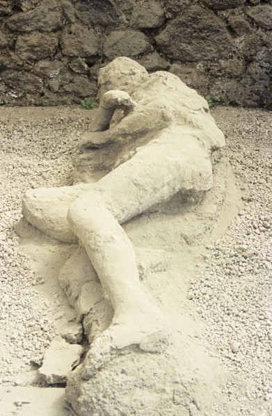ITALY, Campania, Pompeii, "Victim of 79AD Vesuvius eruption, archaeological site near Naples"
