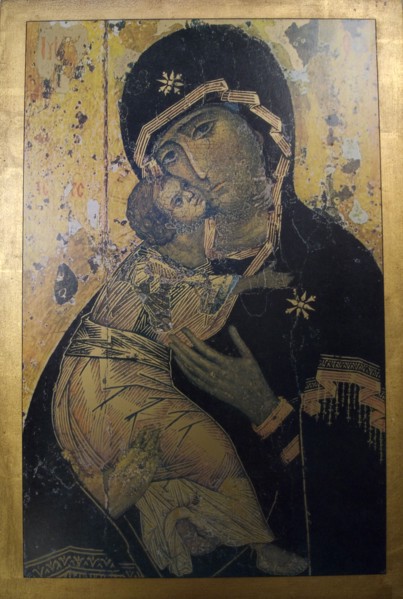 ENGLAND, West Sussex, Shoreham-by-Sea, St Mary de Haura Church Icon of the Virgin Mary holding