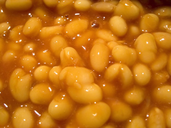 FOOD, Pulses, Beans, Baked Haricot beans in tomato sauce.