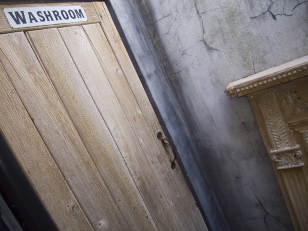 ARCHITECTURE, Detail, Door, Outside toilet door with washroom sign.