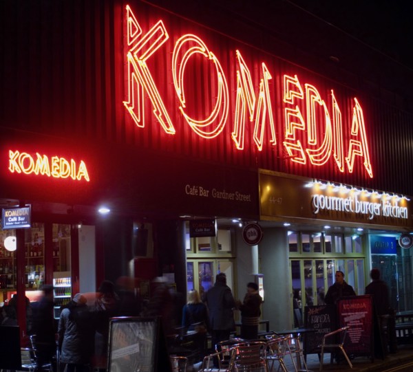 ENGLAND, East Sussex, Brighton, "Exterior of the Komedia theatre, cafe and bar in Gardner Street.