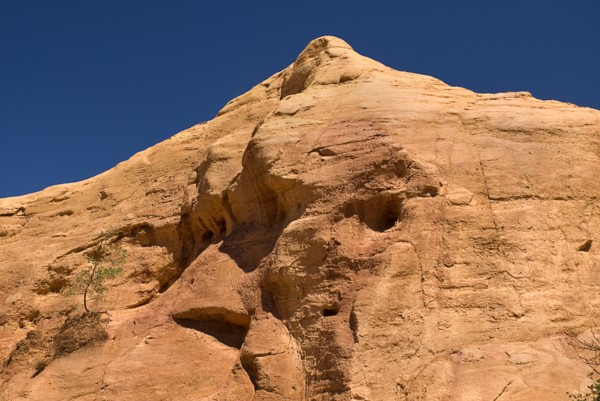 FRANCE, Provence Cote d’Azur, Vaucluse, Colorado Provencal.  Vivid red expanse of rock in area of