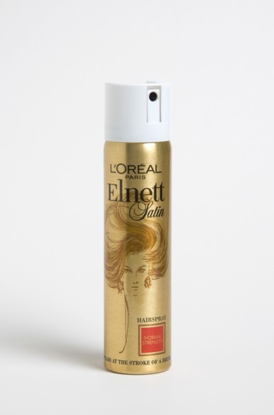 GROOMING, Hair, Hairspray, An aerosol can of hairspray on a white background