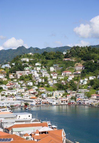 WEST INDIES, Grenada, St George, The Carenage harbour of the capital city of St George's surrounded