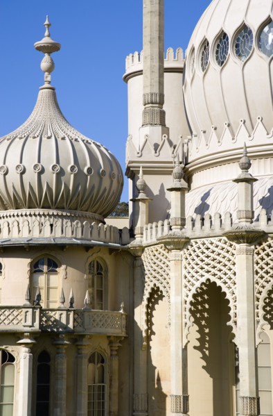 ENGLAND, East Sussex, Brighton, The onion shaped domes of the 19th Century Pavilion designed in the
