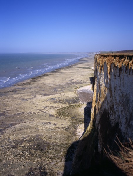 FRANCE, Picardie, Mers les Bains, View north east over chalk cliffs of the channel coast near Mers