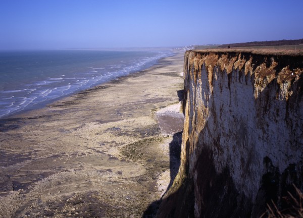 FRANCE, Picardie, Mers les Bains, View north east over chalk cliffs of the channel coast. Near Mers