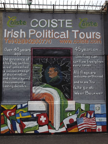 IRELAND, North, Belfast, "West, Falls Road, Political murals painted on walls of the Lower Falls