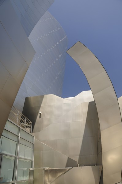 USA, California, Los Angeles, Architectural detail of Walt Disney Concert Hall. Designed by Frank