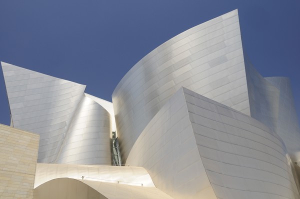 USA, California, Los Angeles, Architectural detail of Walt Disney Concert Hall. Designed by Frank