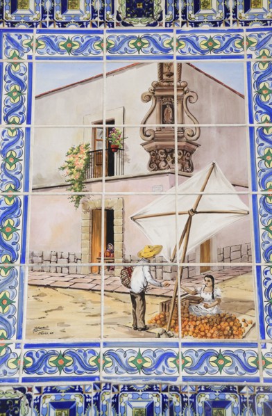 USA, California, Los Angeles, Tile detail showing Olvera Street heritage