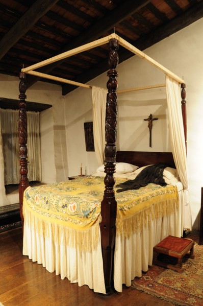 USA, California, Los Angeles, "Lady's bedroom, Avila Adobe, Olvera Street. Oldest standing building