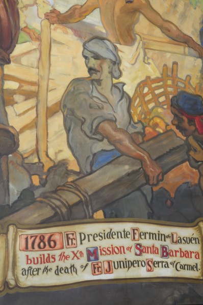 USA, California, Santa Barbara, "Mural detail, County Courthouse."