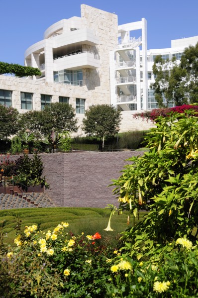 USA, California, Los Angeles, "View back to the Museum from central garden, Getty Centre"