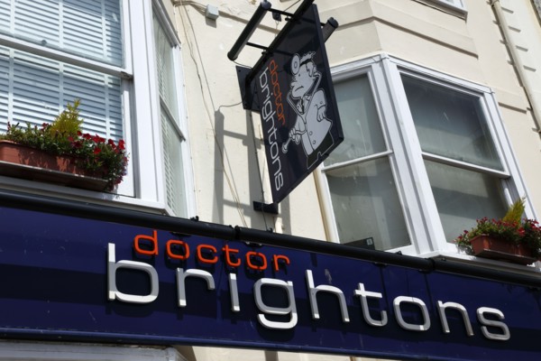 ENGLAND, East Sussex, Brighton, "Kings Road, Exterior of Dr Brighton's one of the areas oldest Gay