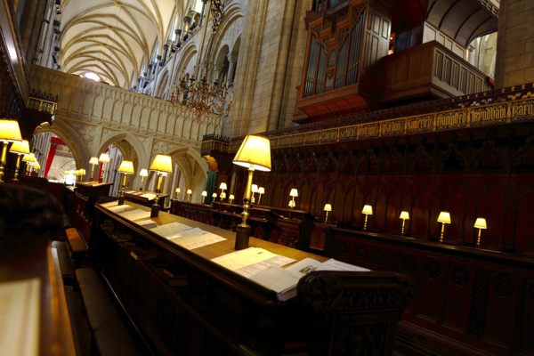 ENGLAND, West Sussex, Chichester, "Interior of the Cathedral, area where the choir sit underneath