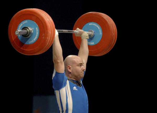 SPORT, Weights, Lifting, "Weight Lifting 94Kg, Tommy Yule winning Bronze medal during Melbourne