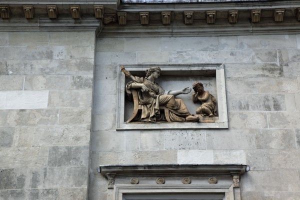 ENGLAND, East Sussex, Lewes, "High Street, Crown Court Building, details of carving."