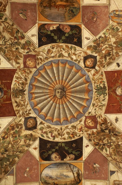 ITALY, Tuscany, Siena, Decorative Ceiling of Dwelling.