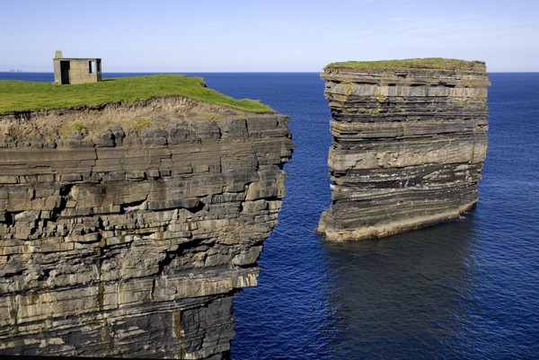 IRELAND, County Mayo, Downpatrick Head, Dún Briste Broken Fort is an impressive sea stack at the