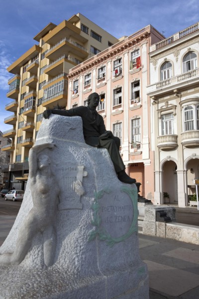 Cuba, Havana, Centro Habana, Sculpture sacred to the memory of martyr Cuban poet J.C. Zenea