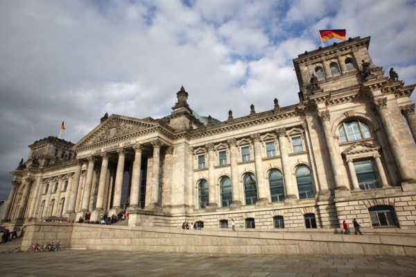 Germany Berlin, Reichstag building entrance.