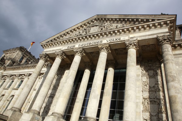Germany, Berlin, Reichstag building entrance.