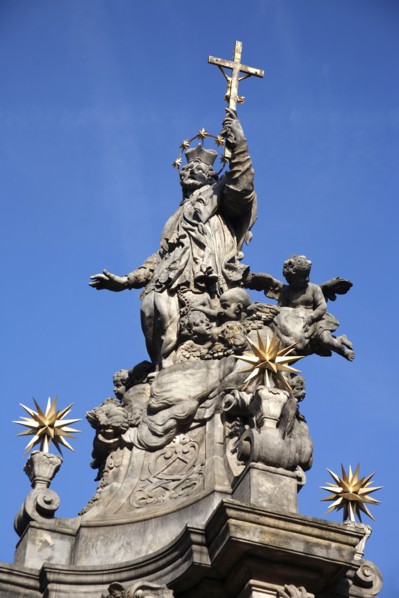 Poland, Wroclaw, baroque statue of St Jan Nepomucen St John Nepomuk made in sandstone by Johann