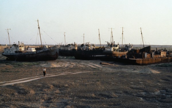 Uzbekistan, Karakalpakstan, Muinak, Aral Sea.  Ships cemetery on city outskirts formally on sea